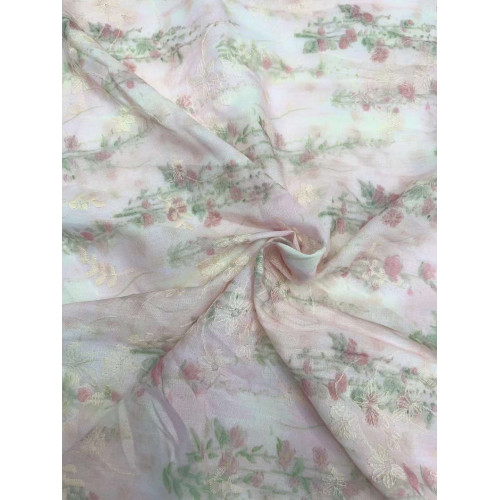 embroidery on patterned fabric