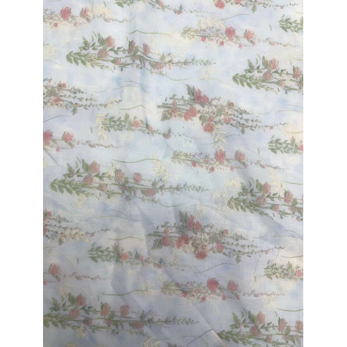 embroidery on patterned fabric