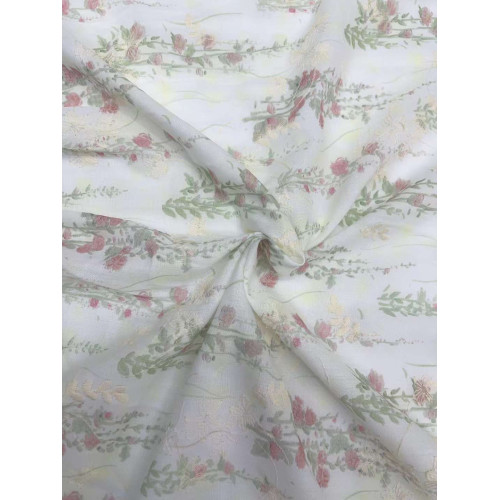 embroidery on patterned fabric